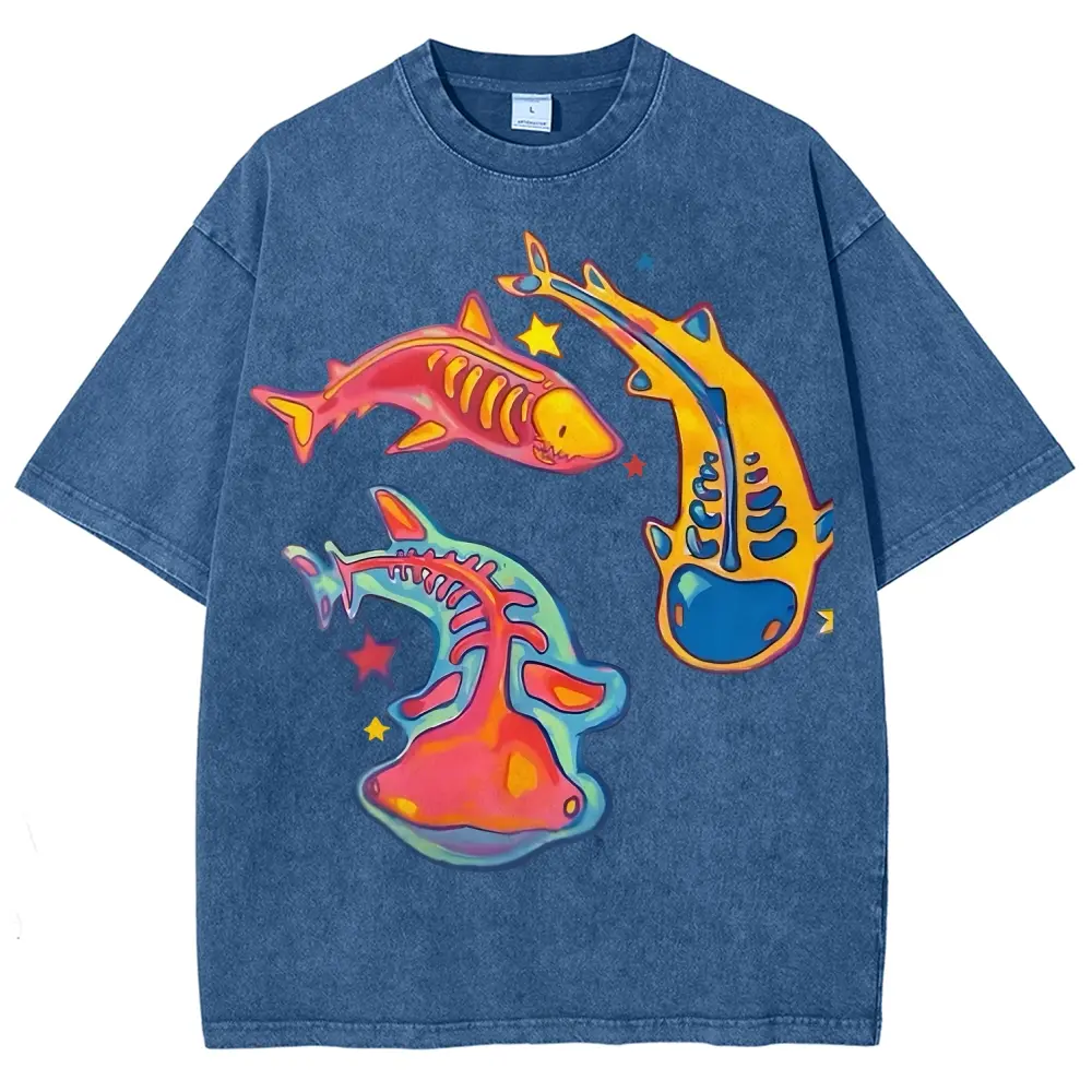 Deep Sea Fishes Colorful Graphic Tees Men's t Shirts Graphic Tee t Shirts Funny Graphic Tee Good Graphic Tees Men's Graphic Tees Streetwear Outfits Men Vacation Outfits Oversized Tshirt Men