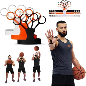 Basketball Shooting Aid, Training Equipment for Improving Shot and Form, Set of 3 Silicone Strap Resistances, White, Black and Orange