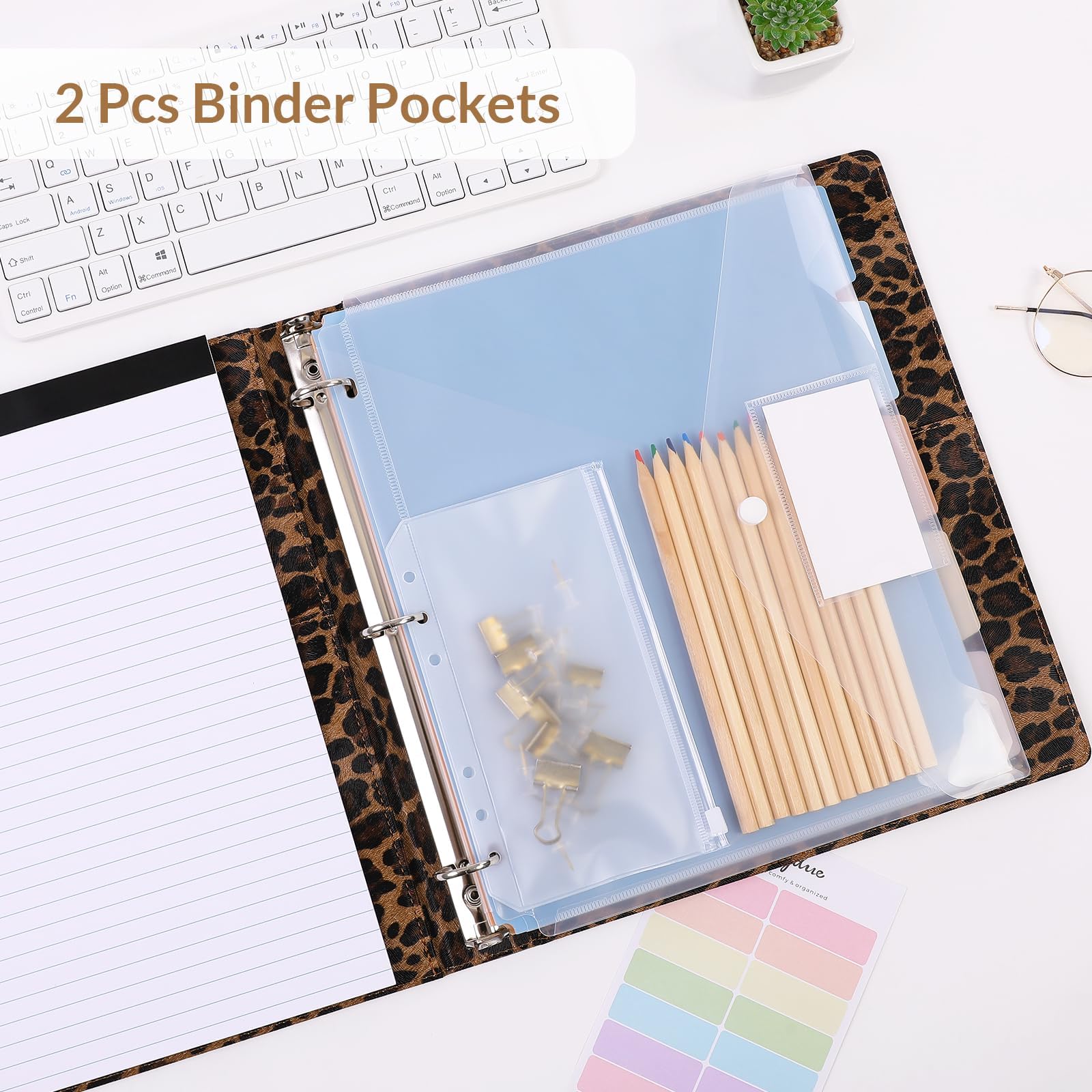 SKYDUE 1 Inch PU Clipboard Binder with Refillable Notepad, 5 Dividers, 10 Pockets & Labels, Letter Size,back to school,back to school shopping