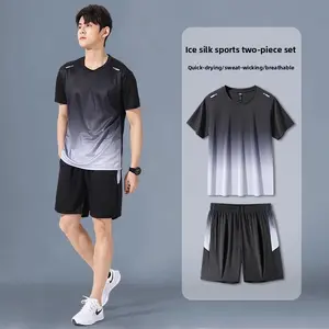 Men's Sports Suit Quick-Dry Ice Silk T-Shirt Short Sleeve Shorts Running Summer Training Fitness Clothing Badminton Suit sweatpants athletic activewear tracksuits