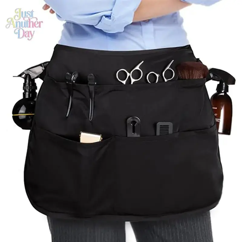 Multi-Pocket Half Apron for Professionals, Hair Stylist Tool Waist Bag, Waterproof Tool Apron with Organizer Pockets for Barber, Gardening, Makeup & Hairstyling