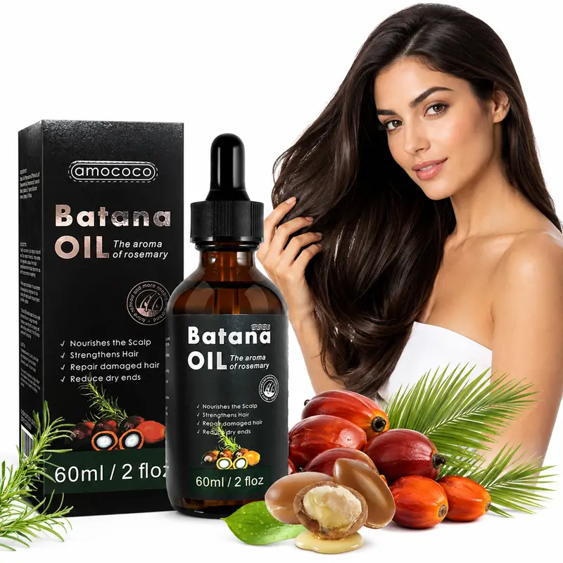 Batana & Rosemary Hair Oil - Vegan Haircare Moisturizer for Female Adults' Normal Strands, Vitamin-Rich, Hydrates, Nourishes, Locks in Moisture, Leaves Smooth, Shiny, Healthy Results