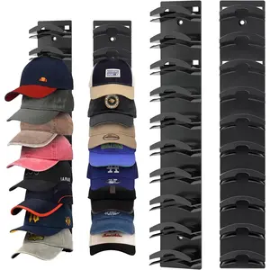 2 Pack Hat Organizer for Baseball Caps, Hat Rack for Wall with Strong Adhesive Hold up to 20 Hats, Hat Hanger Strong Adhesive/Wall Drilled for Door,Bedroom,Closet