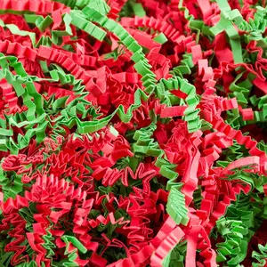 Crinkle Cut Paper Shred Filler 1LB,Shredded Paper for  Baskets,Recyclable Craft Shred Paper Filler Red & Green Christmas Mix