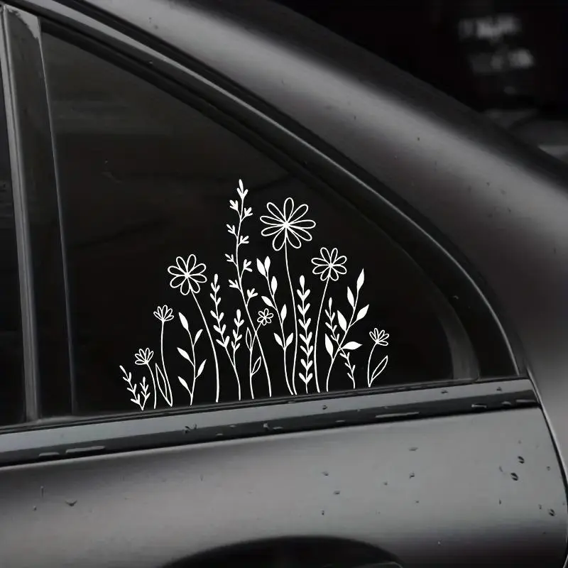 Flower Pattern Car Sticker, 1 Count Car Window Side Decals, Car Exterior Decorative Sticker, Vehicle Exterior Decoration, Universal Car Decorative Acc