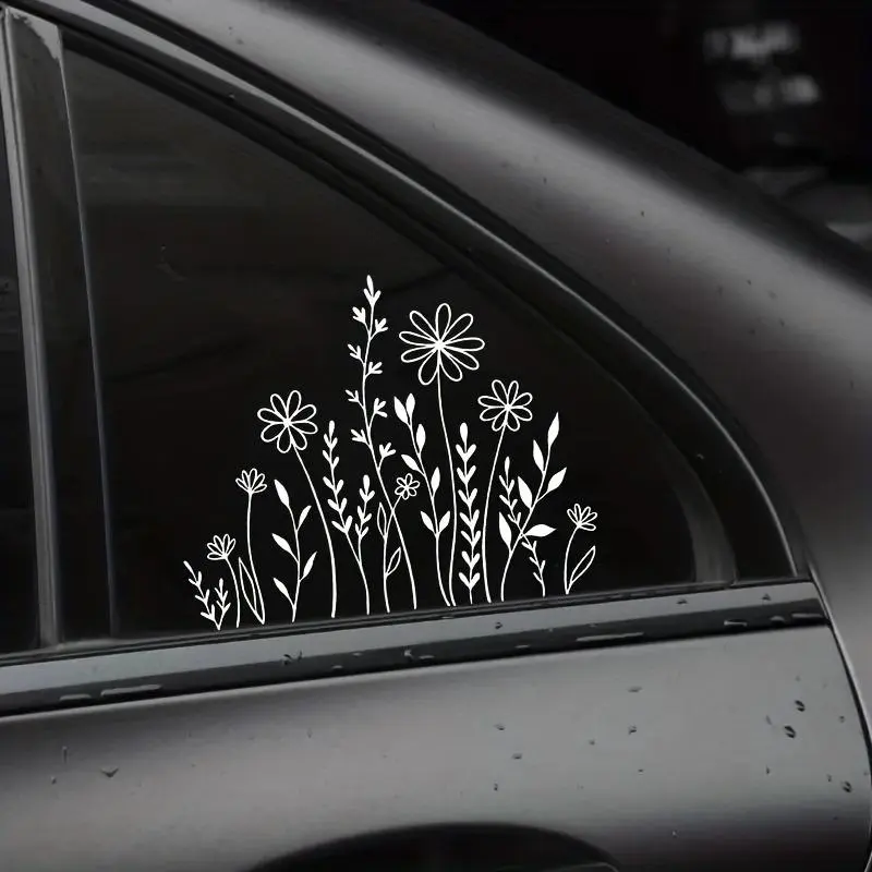 Flower Pattern Car Sticker, 1 Count Car Window Decal, Car Exterior Decorative Sticker, Universal Car Decorative Accessories for Car Window Bumper, Decal for Cars
