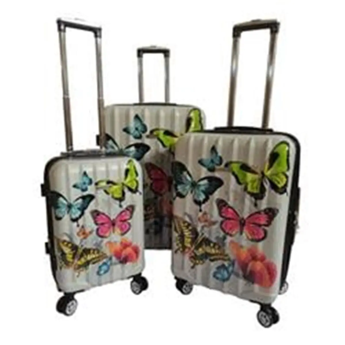 212 MAIN Karriage-Mate PCBF001713A-1S Hardshell Expandable Luggage Set, Hand Carry Carry-On Lightweight Spinner Wheel Bag with TSA Lock, Butterfly Design, Multi-Color Options