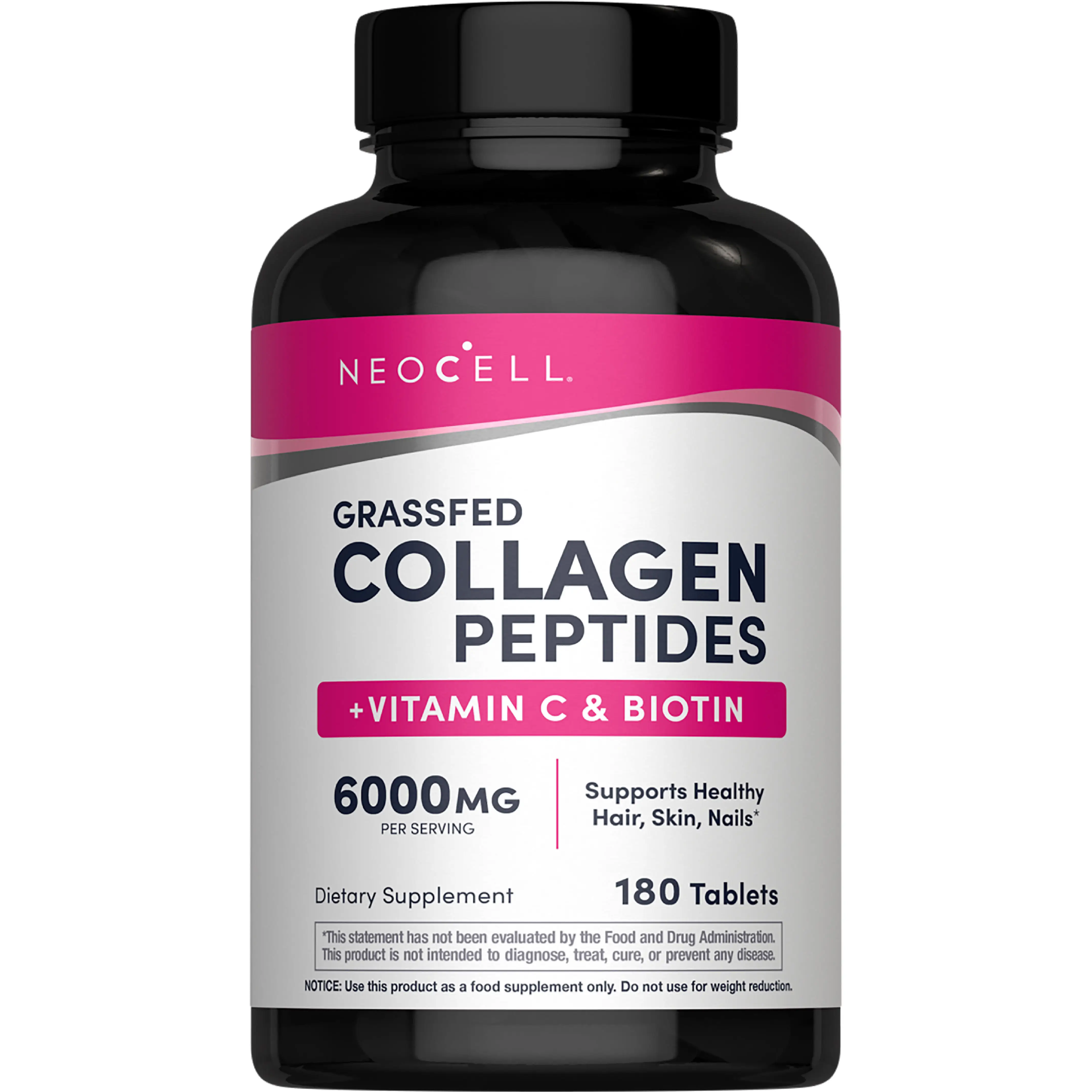 Grassfed Collagen Peptides + C & Biotin Supplement | 180 Tablets