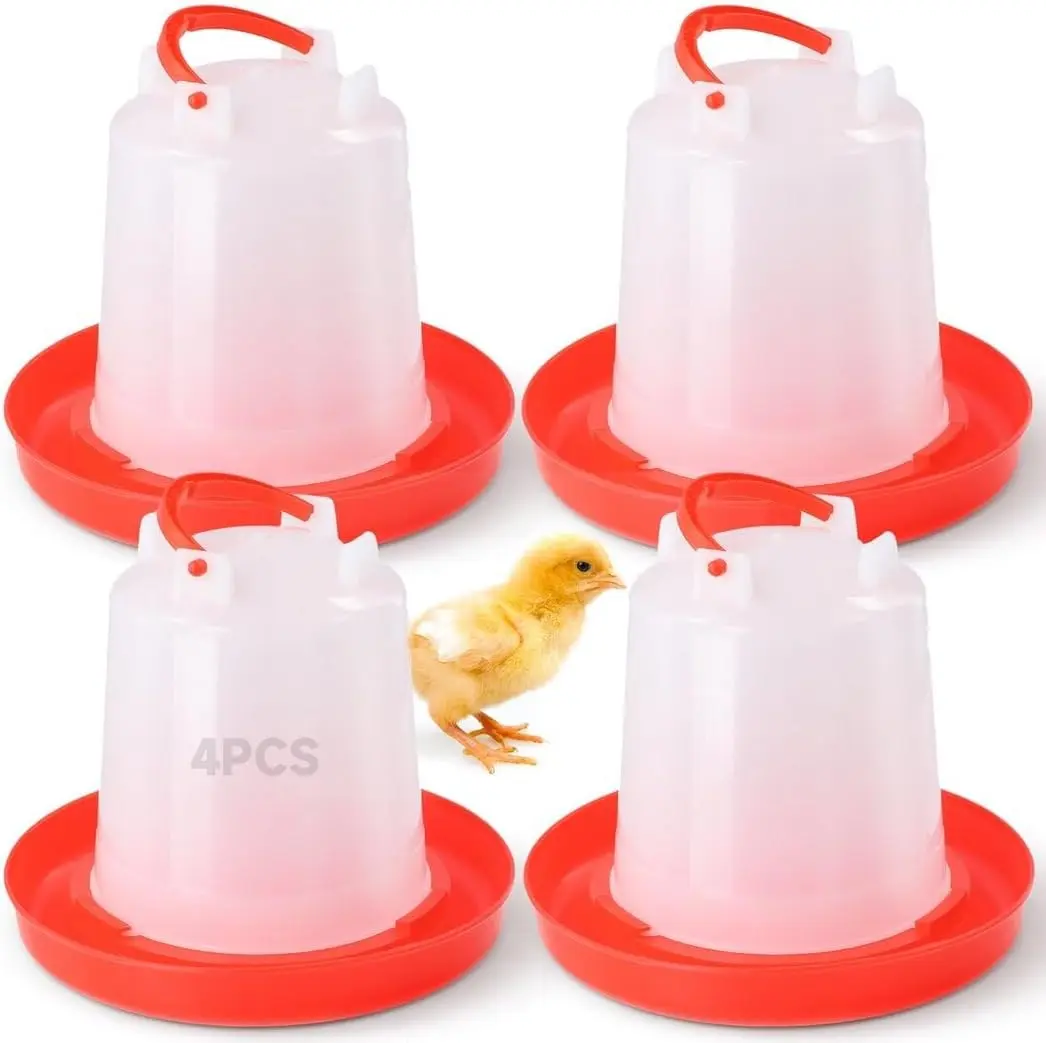 Rutin+ 4-Pack Chick Waterer, 1L Poultry Water Feeder with Handle