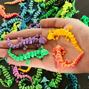 10pcs 3D Printed Lizard Figurines, Articulating Animal Figurines, Joint Movable Pet Toys, Home Decorations, Random Color, Perfect Birthday Gift for Kids & Adults