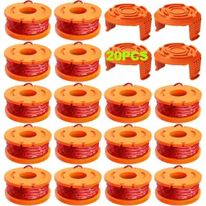 20 Pack Trimmer Spool Line for Worx,(WA0010)Replacement Trimmer Spool Line for Worx,Trimmer Line Refills 0.065 inch for Worx,Suitable for Worx String Trimmers(16 Pack Grass Trimmer Line,4 Trimmer Cap)