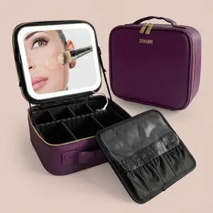ZEVGANI | Professional LED Vanity Travel Case in Plum Purple
