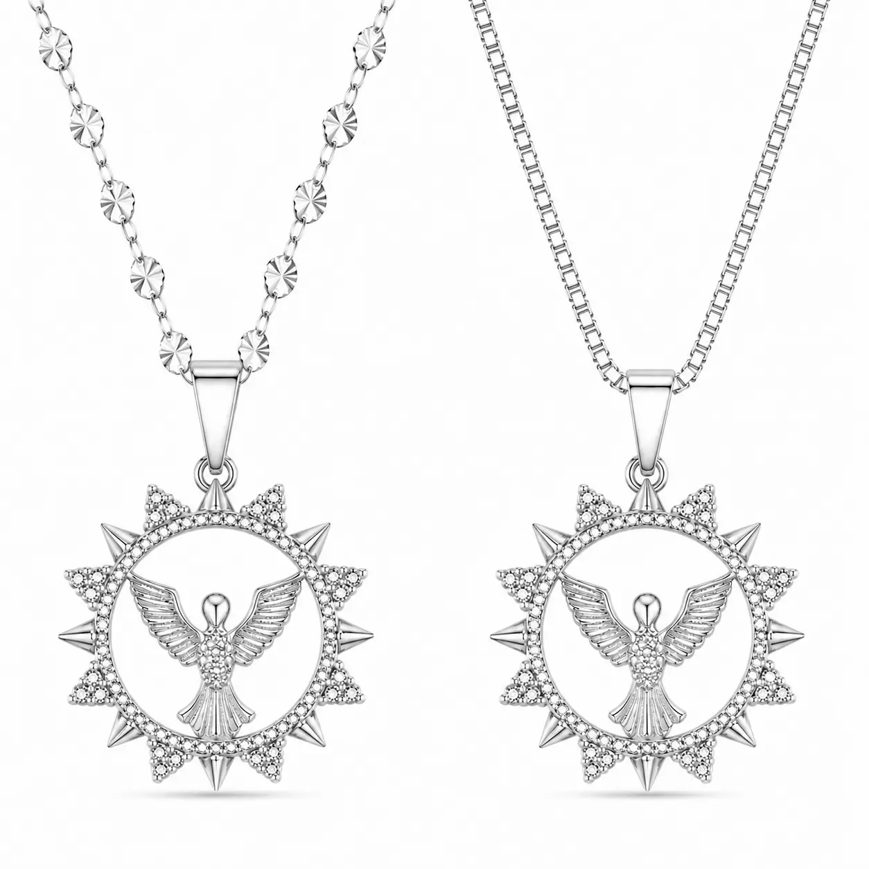 925 Silver Holy Spirit Dove Pendant Necklace, 18 in Jewelry for Women, Adults Gift Idea, Cubic Zirconia