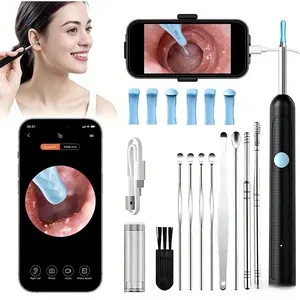 Ear Wax Removal Tool with Camera - Portable Type-C Rechargeable Earpick, Waterproof Endoscope with HD Camera, 360° Wide Angle, Compatible with iPhone & Android, Christmas Gifts, TikTokShopHolidayHaul Wireless WiFi Kit earwax cleaners clean battery dual