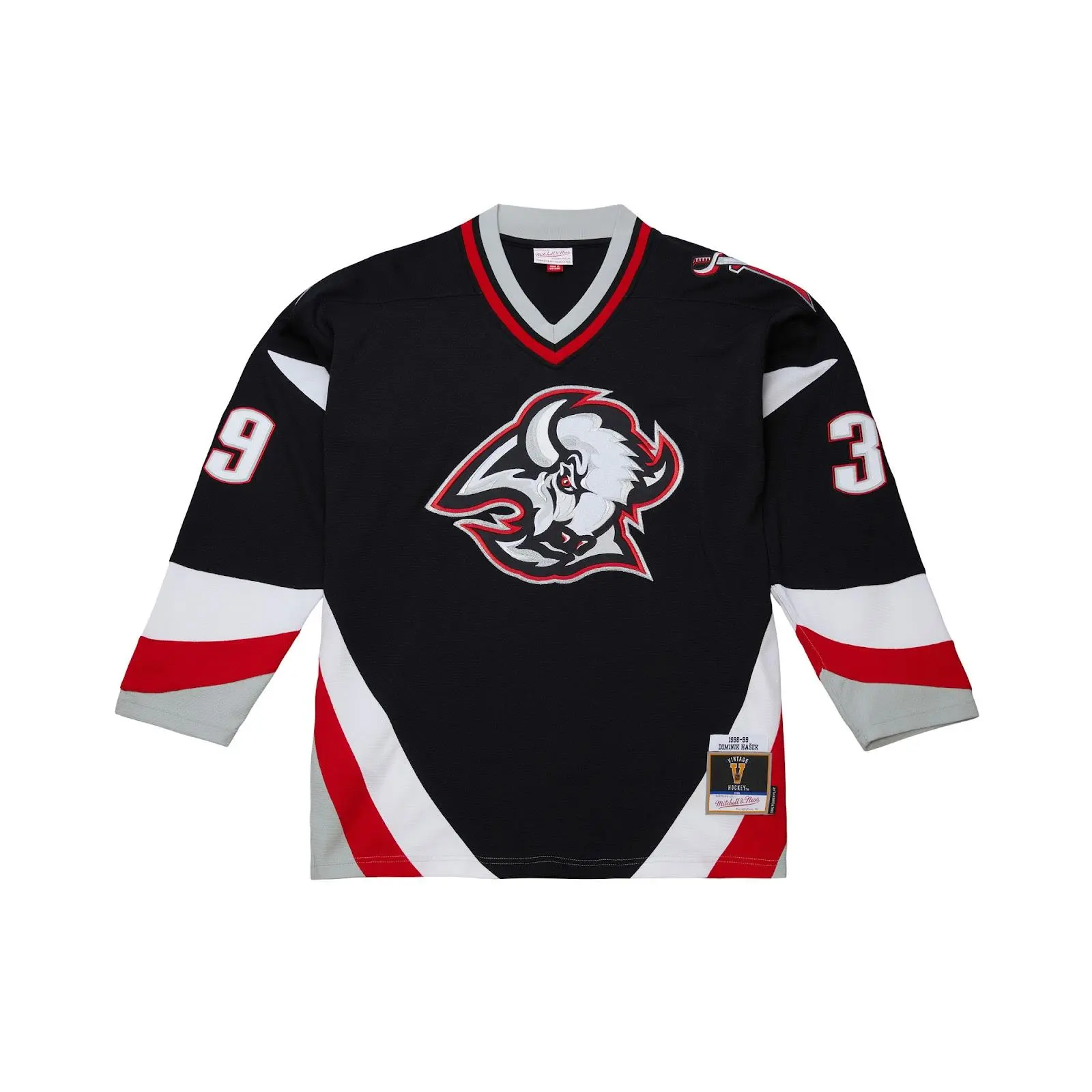 Men's Dominik Hasek Black Buffalo Sabres 1998/99 Power Play Jersey NHL Throwback Hockey Fan Gear Mitchell & Ness