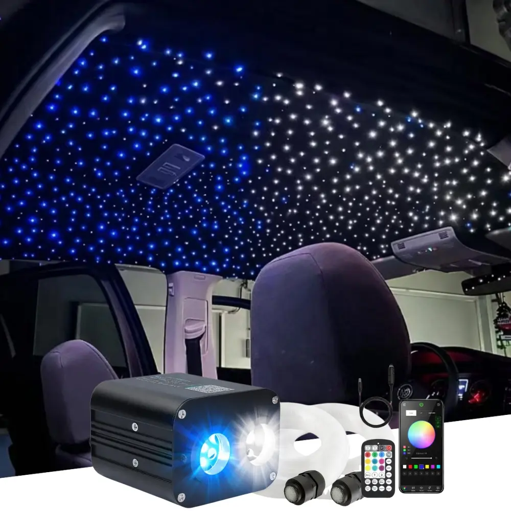 Blue Star Light 20W Dual Color Fiber Optic Starlight Kit for Car Interior, RGBW Twinkle Star Ceiling Lights, Music Sync & App Control,1000pcs 9.8ft Strands, Independent Dual Color Mode, DIY Ambient Lighting, Car Star Headliner Upgrade for Men, Starlight H