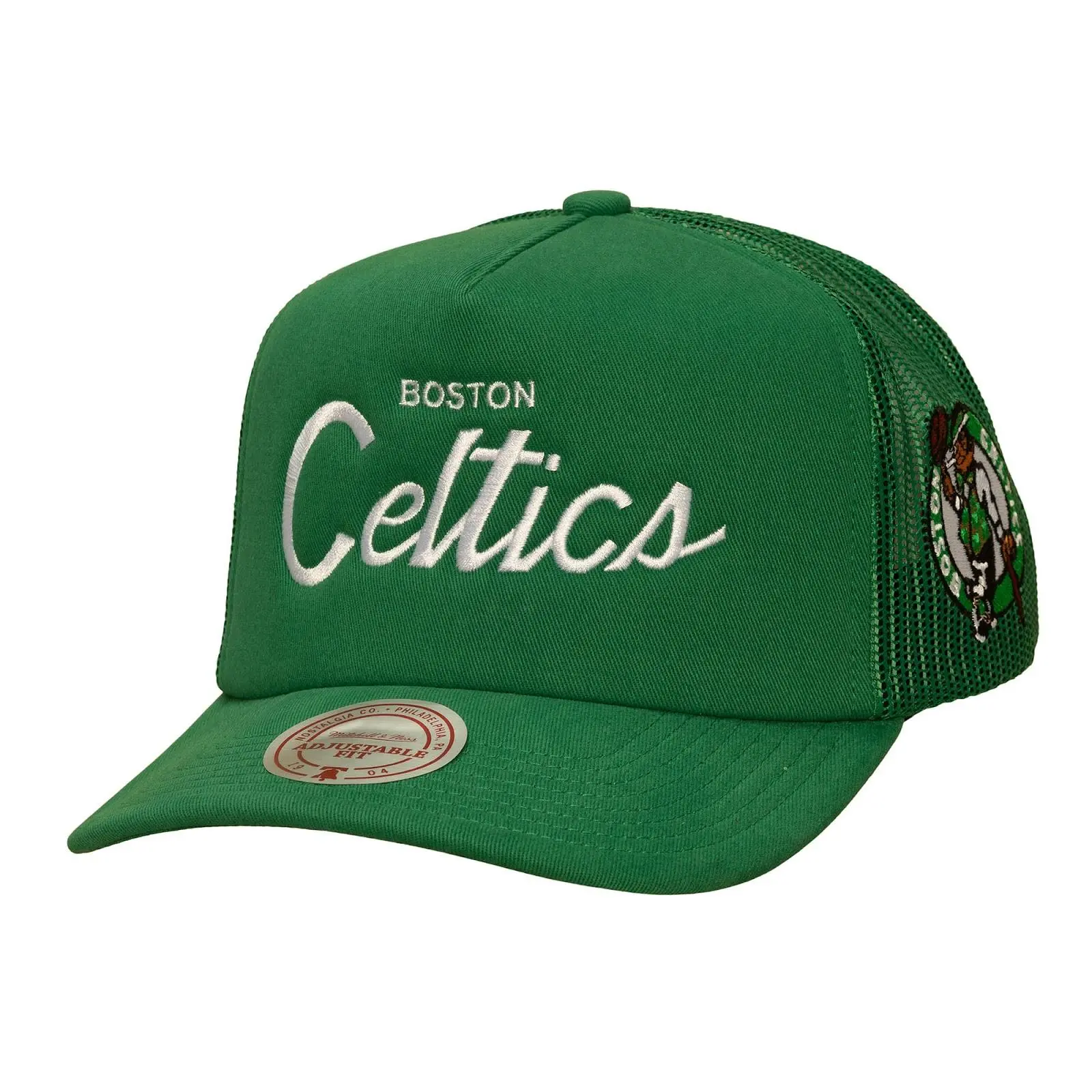 Boston Celtics Kelly Green Head Coach Trucker Adjustable Hat NBA Throwback Cap Fan Gear Mitchell & Ness