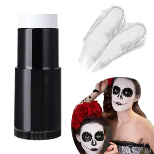 White Face Body Paint Stick, Waterproof Grease Paint Eye Black Stick for Sports, High Coverage White Foundation Makeup Stick for Halloween Skeleton Vampire Mime Joker SFX Cosplay Costume Stage Makeup