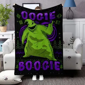 1 Piece Oogie Boogie Flannel Blanket - Comfortable, Soft, All-Season Comfort, Suitable for Bed, Sofa, Office, Camping, and Travel - Fun Home Decor Gift with Vibrant Printed Design