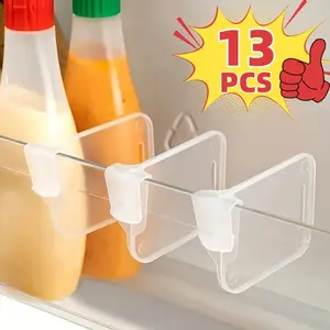 13-piece set of space-saving refrigerator side door storage shelves - adjustable, thickened, transparent shelves. Suitable for side door storage, multifunctional and can be assembled independently. Suitable for refrigerator storage and organization