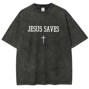 esus Saves" Christian Faith Graphic T-Shirt, Distressed Washed Cross Print Oversized Crew Neck Tee, Unisex Short Sleeve Religious Cotton Top, Trendy Spiritual Aesthetic Shirt for Believers, Bible Fans and Streetwear Enthusiasts