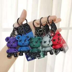 Creative Starry Sky Bear Keychain Pendant, Cute Cartoon Couple Key Chain, Bag Decoration Gradient Cartoon, Adorable Accessory