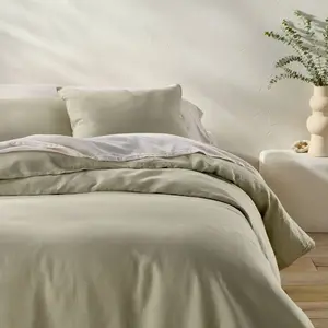 King Linen Duvet Set Light Olive Green - Casaluna
