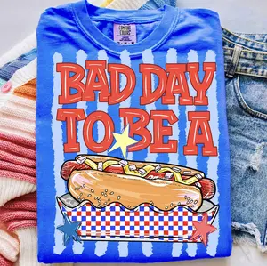 Striped Bad Day To Be A Hot Dog shirt, Fourth Of July shirt, 4th Of July shirt, Summer Bbq shirt, Retro Hot Dog shirt, Patriotic shirt