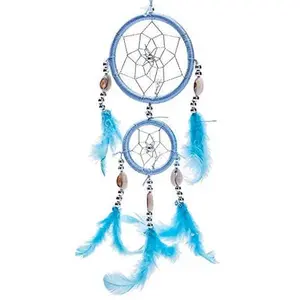 12" Traditional Dream Catcher with Feathers Wall or Car Hanging Ornament 2 Circles