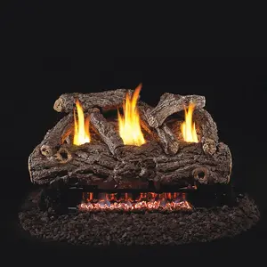 212 MAIN G9 Series 24 in. Golden Oak Vent-Free Log Set, Ceramics Construction, Indoor Use, Life-Like Look, Vent-Free Flame Design