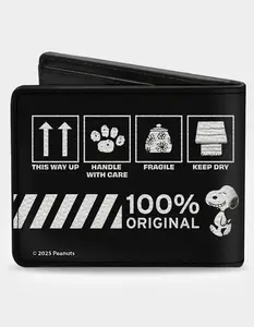 BUCKLE-DOWN x Peanuts Snoopy Care Symbols Bifold Wallet, Black