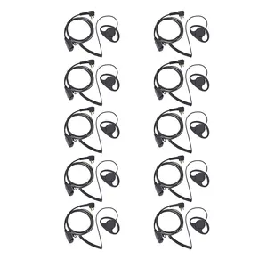 Case of 10 D Shape Two Way Radio Earpiece with PTT, Walkie Talkie Headset with Swivel Boom Microphone for Motorola 2 Way Radio CLS1110 RDM2070d CP200 CP200d CLS1410 CLS1413 CLS1450 Radio(10 Pack)