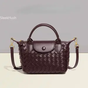 6252 Hand-woven Shoulder Dumpling Bag 2025 New PU Leather Fashion Commuter Messenger Bag