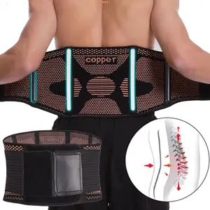 Copper Athletic Back Brace Waist Support Belt for Men Women Lumbar Lower Back Pain Relief Healthcare Tool