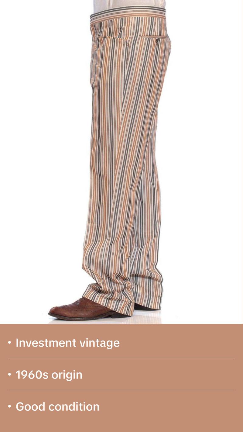 1960S GLEN OAKS Striped Polyester Men's Pants