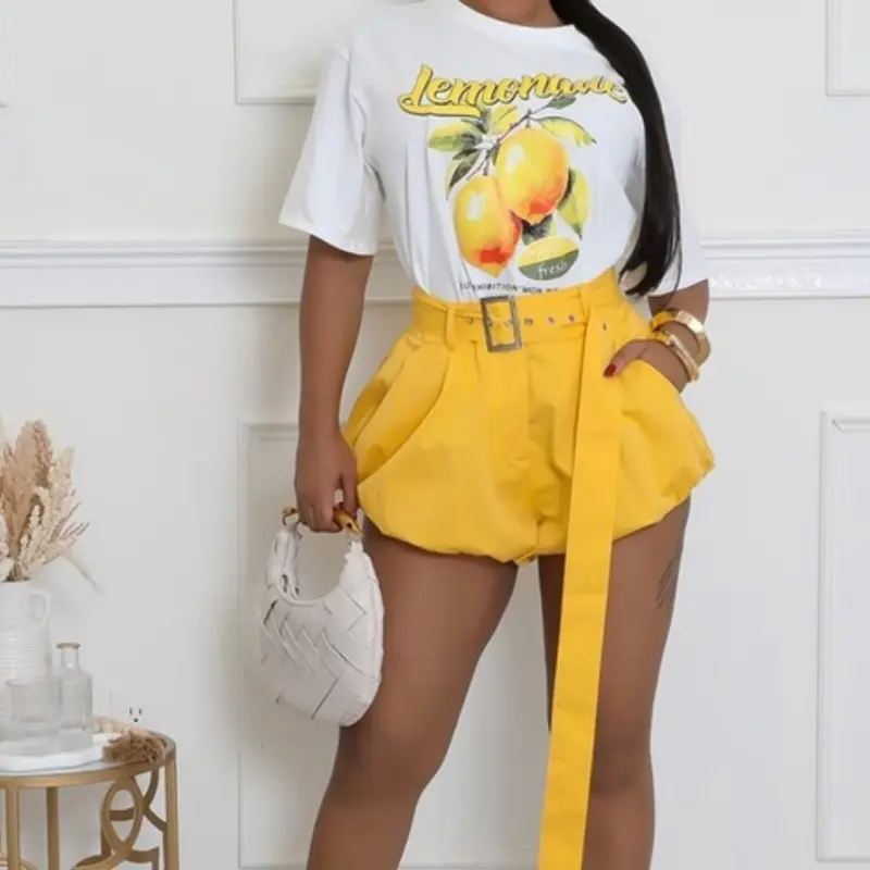 Bubble Shorts - Women's Yellow Shorts with Pouch, Casual Style, Versatile Design - Bottom, Womenswear