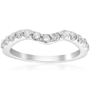 1/2ct Curved Diamond Notched Wedding Ring Enhancer 14K White Gold