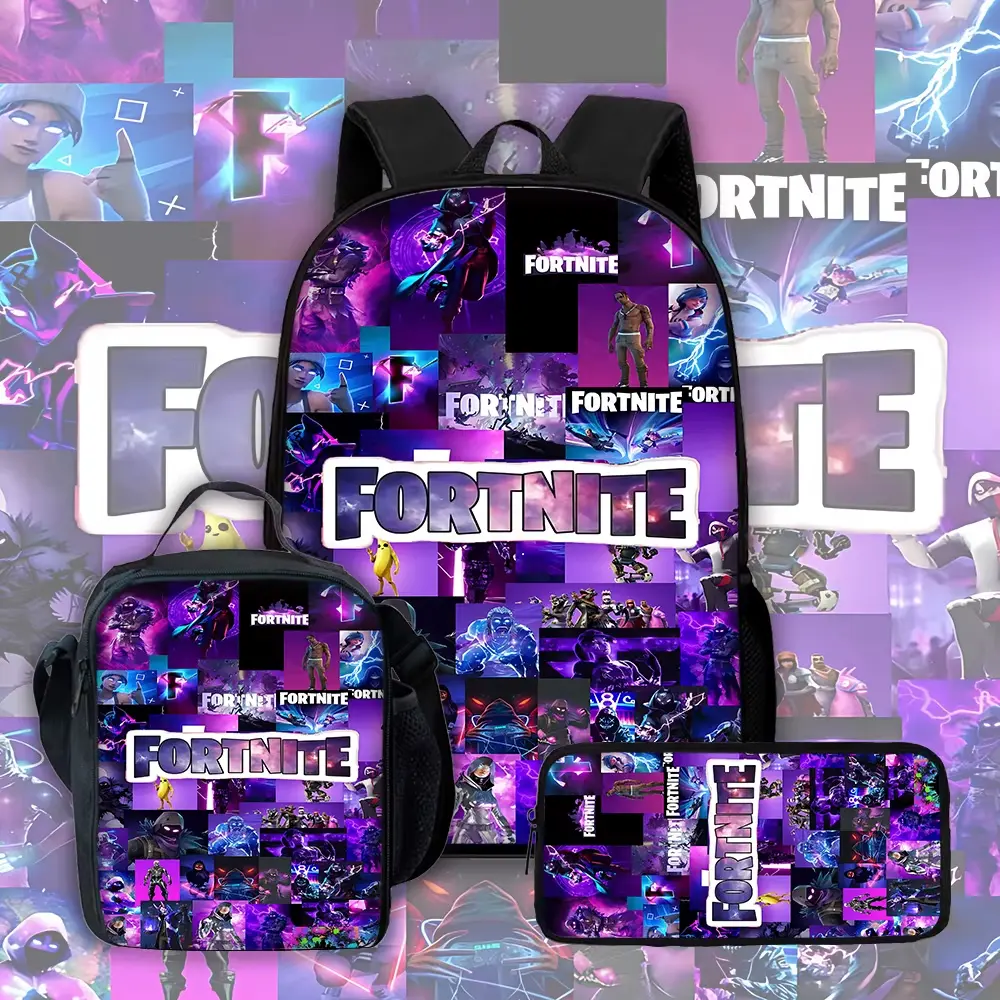 Child School Backpack with Lunch Bags ,Pencil Bags ,Hot Gam(web) (web)  (web)e Design-F-FortniteS School Bags for Boys