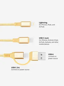 Gold 4-in-1 Charging Cable Keychain