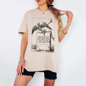 Edgar Allan Poe Shirt, Dark Academia, Literature Shirt, Goth Clothes, Emo Shirt, Poet Shirt, Bookish Shirt, Librarian Shirt, Dark Feminine Y90WV2