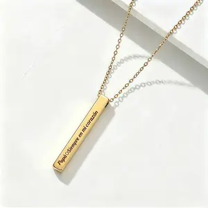 Personalized "Dad Forever In My Heart" Memorial Bar Necklace | Custom Engraved Stainless Steel Jewelry