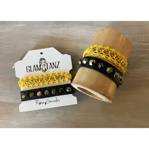 Game Day: Black & Yellow- Macrame String Bracelet Set