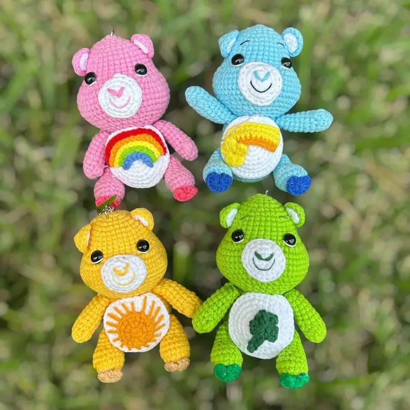 Crochet Handmade Rainbow Bear Keychain Gift