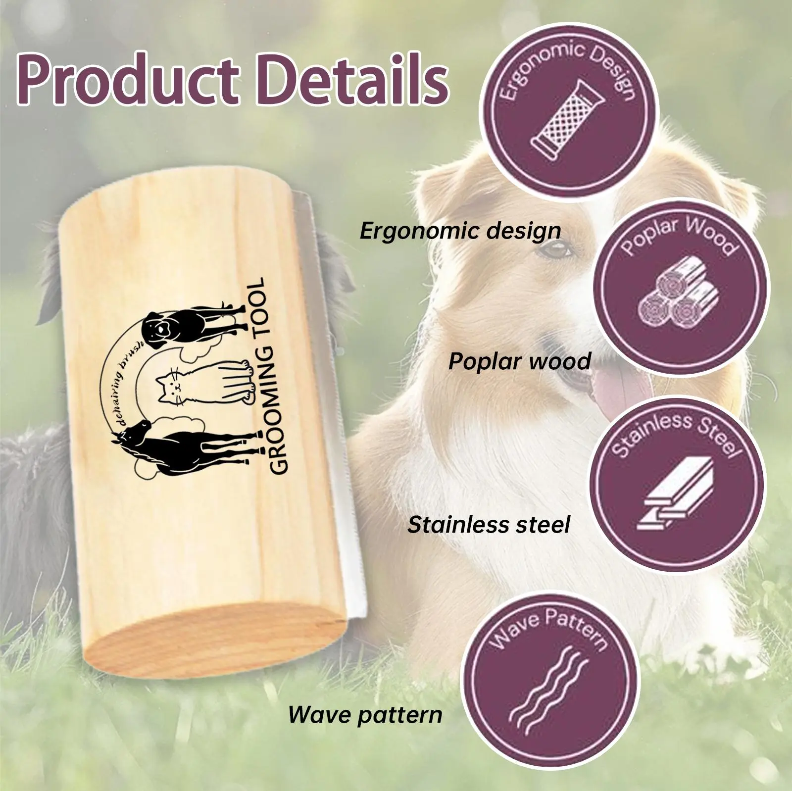 High-Efficiency Deshedding Comb - Dog & Cat Grooming Brush Tool for Short & Long-Haired Pets, 5 in, 4 oz Pet Supplies