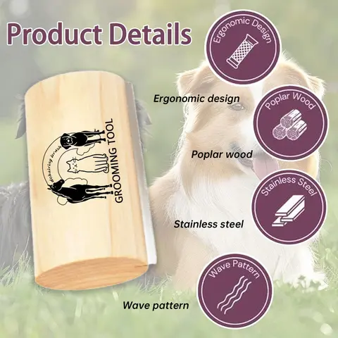 High-Efficiency Dog & Cat Deshedding Groomer Tool - Dual-Texture Groomer Brushes & Combs, Gritty Deshed Side, Skin-Soothing Finish, Precision Blade, 5 in Reach for Short & Long Fur, 4oz Hair Removal Supplies