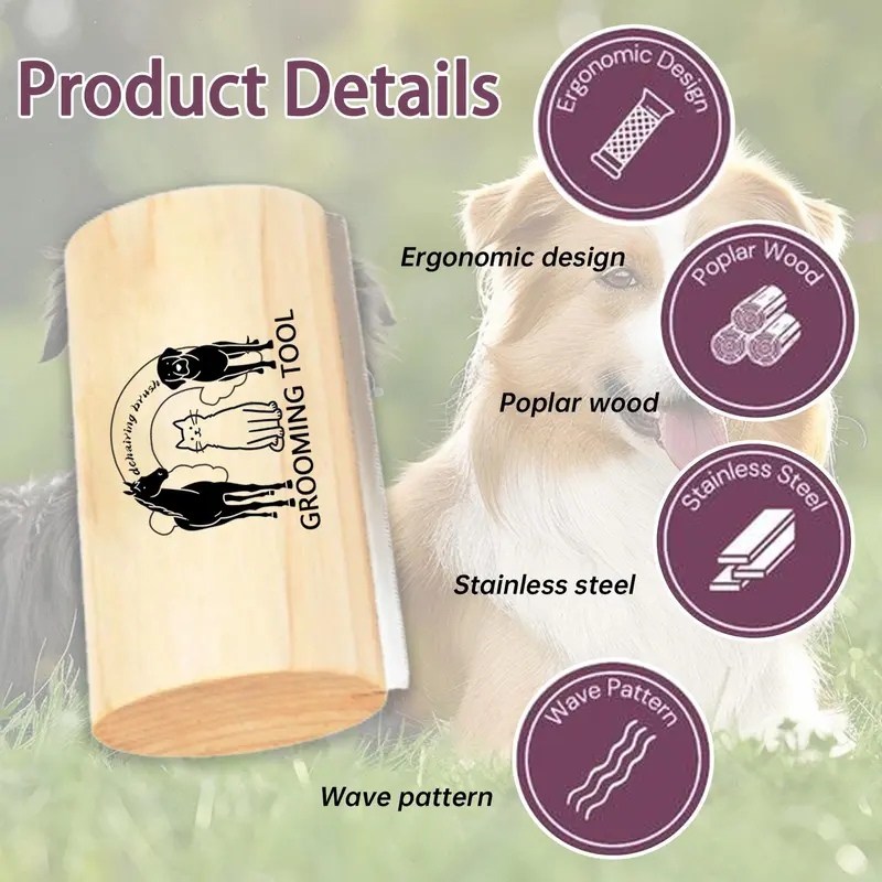 High-Efficiency Dog & Cat Deshedding Groomer Tool - Dual-Texture Groomer Brushes & Combs, Gritty Deshed Side, Skin-Soothing Finish, Precision Blade, 5 in Reach for Short & Long Fur, 4oz Hair Removal Supplies