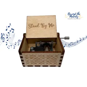 Beyond The Melody "Stand By Me" Wooden Music Box Hand-Cranked Musical Keepsake for Kids & Travel Lovers Eco-Friendly & Compact Design