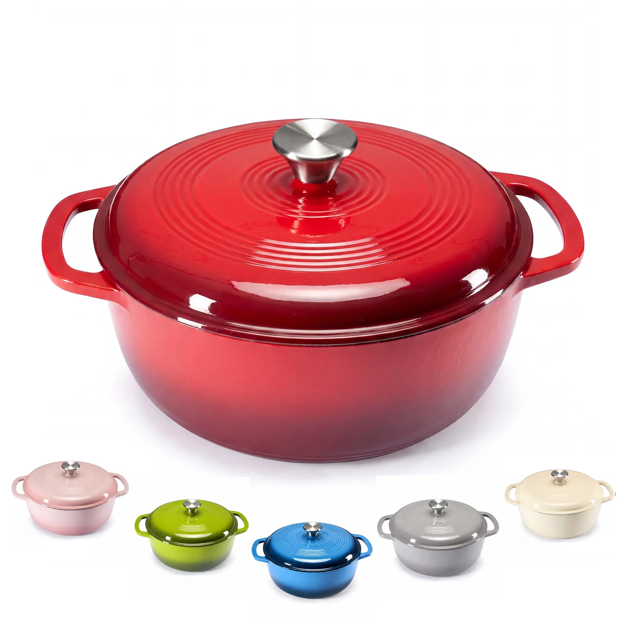 6QT Enameled Cast Iron Dutch Oven Cookware with Lid, Non-Stick Enamel Coated Pot for Braising, Baking, Oven & All Stovetops Compatible