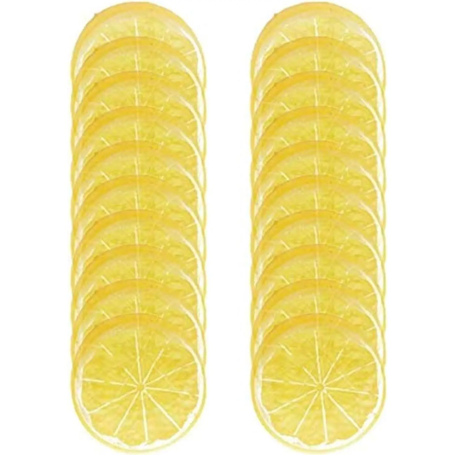 20pcs Fake Fruit Simulation Yellow Lemon Slices Faux Fruit Props for Home Kitchen Party Decoration