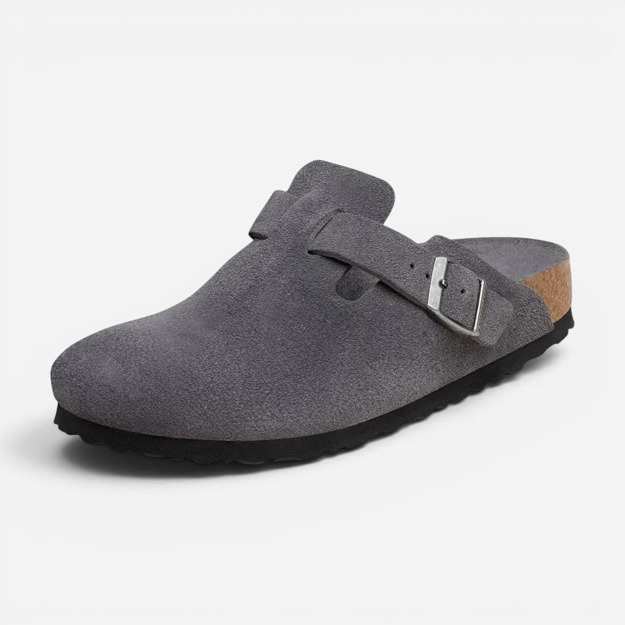 Boston Soft Footbed Charcoal Suede Leather Narrow